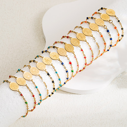 Ethnisches Armband der Jungfrau Maria aus Edelstahl mit 18-Karat-Vergoldung