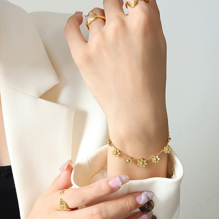 Bracelets en acier au titane Fashion Daisy Placage Bracelets en acier inoxydable