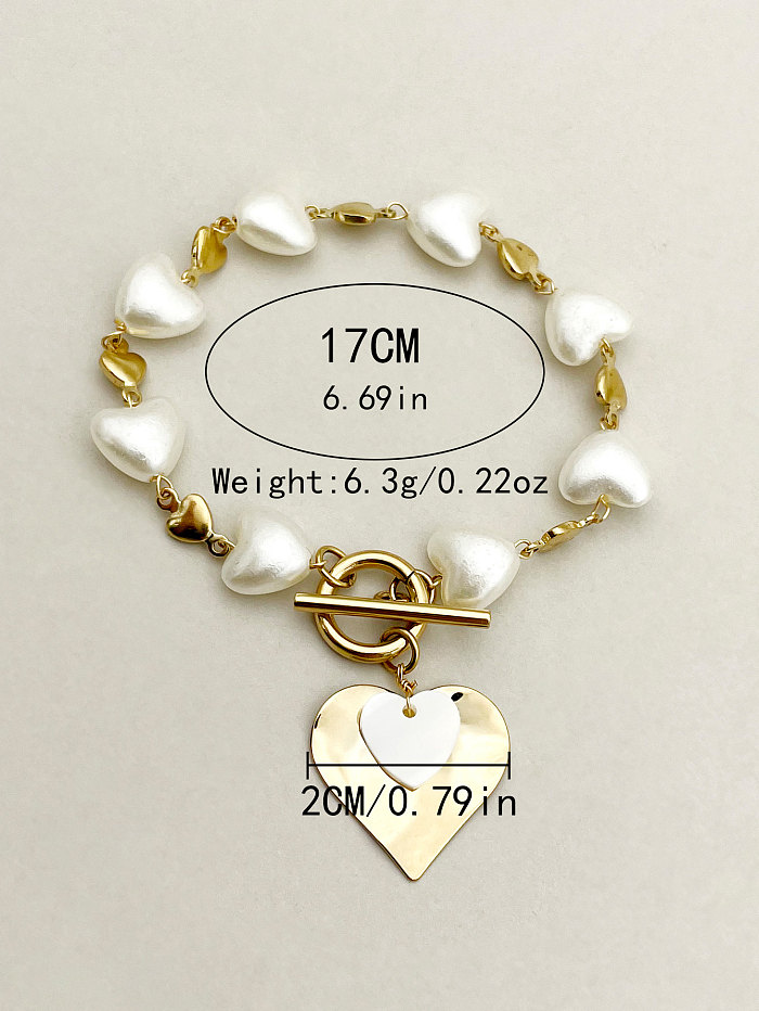 Casual Simple Style Heart Shape Stainless Steel Plating Gold Plated Bracelets