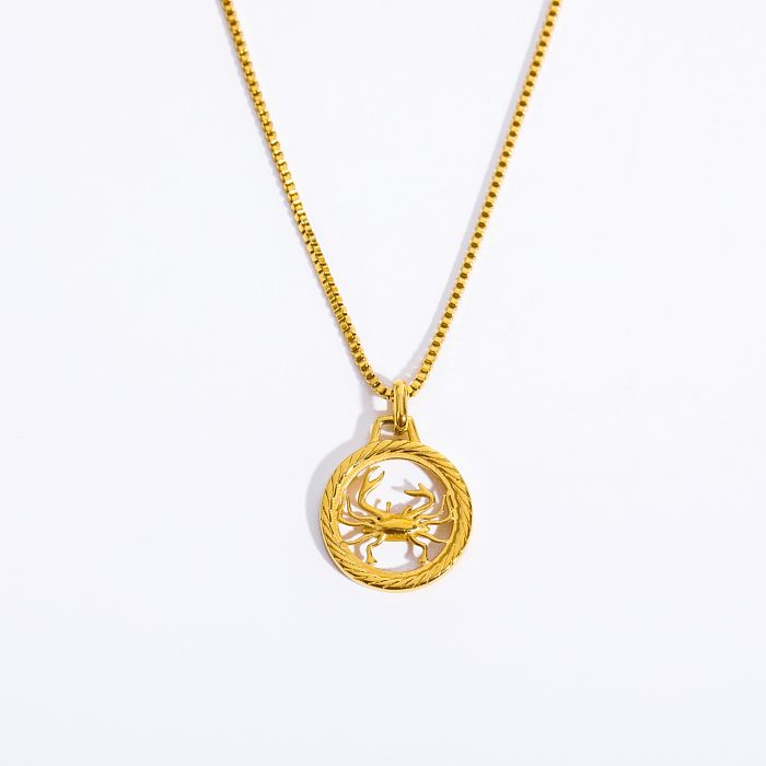 Casual Retro Simple Style Constellation Stainless Steel  Plating Hollow Out Carving 18K Gold Plated Pendant Necklace