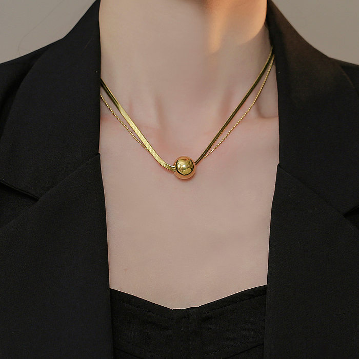 Retro Geometric Stainless Steel Chain Necklace