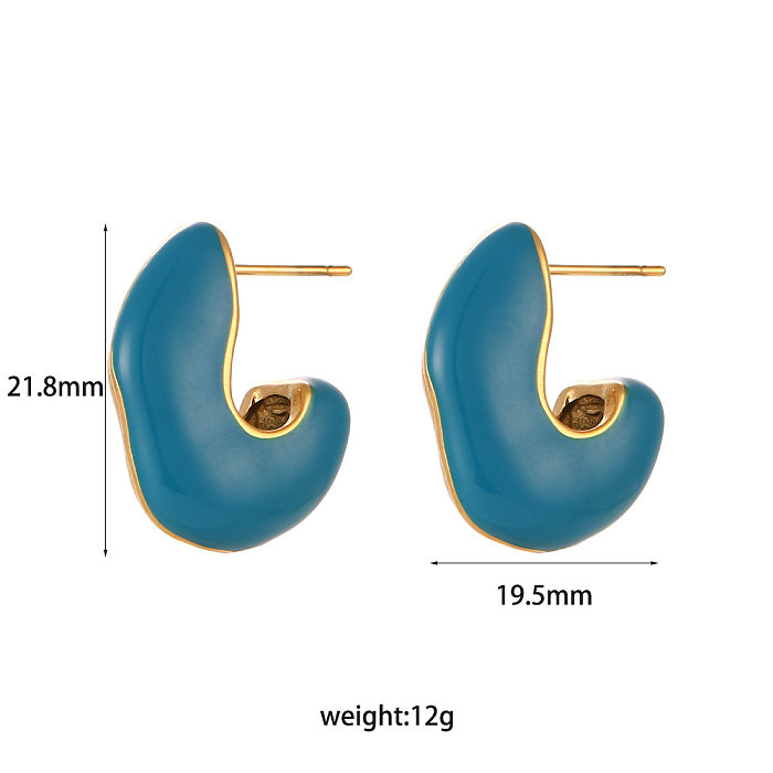 Boucles d'oreilles mode géométriques en acier inoxydable et émail, 1 paire