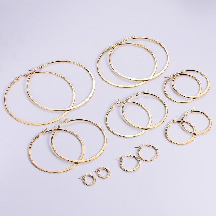 Simple Style Geometric Stainless Steel  Hoop Earrings Plating Stainless Steel  Earrings