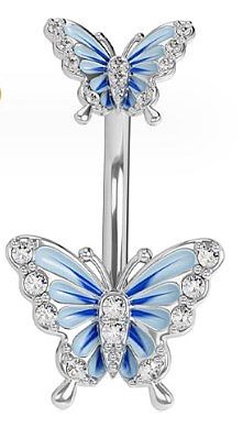 1 Piece Simple Style Butterfly Enamel Plating Inlay Stainless Steel  Zircon Navel Stud