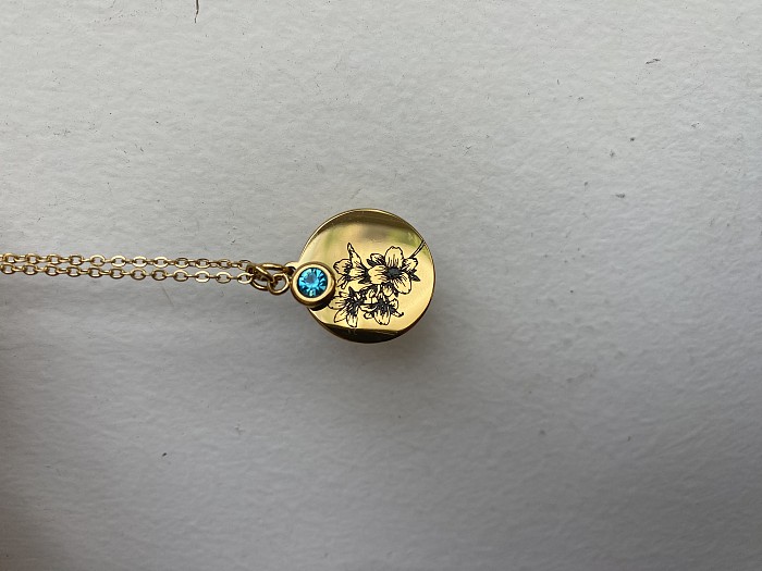 1 pièce mode fleur pétale Lotus acier inoxydable placage pierre de naissance Zircon pendentif collier