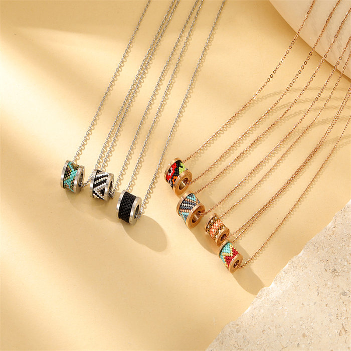 Casual Simple Style Classic Style Color Block Stainless Steel  Stainless Steel Plating Rose Gold Plated Necklace