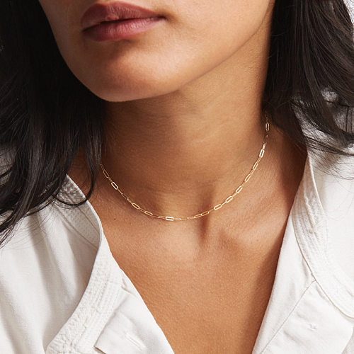 Chaîne courte à la mode pour femmes, en acier inoxydable 316L, collier plaqué or 14K, chaîne de clavicule, bijoux