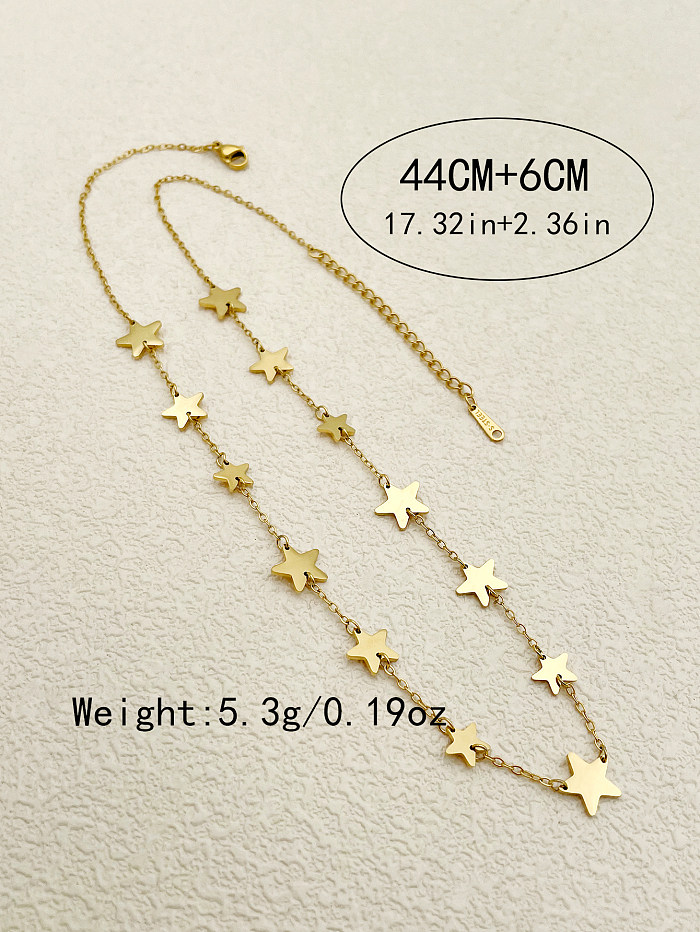 Simple Style Pentagram Stainless Steel  Polishing Plating Gold Plated Necklace