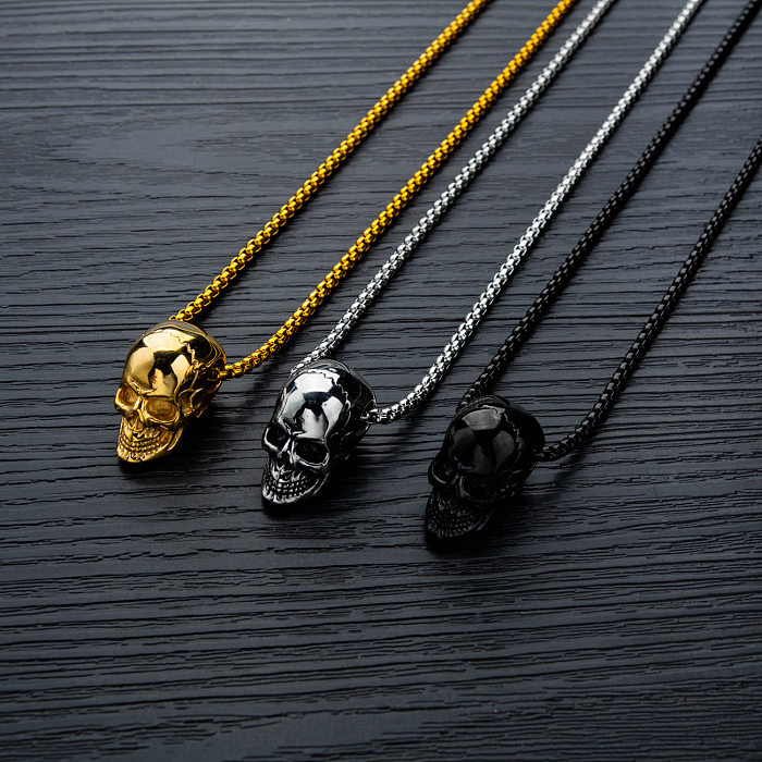 Punk Simple Stainless Steel Skull Necklace
