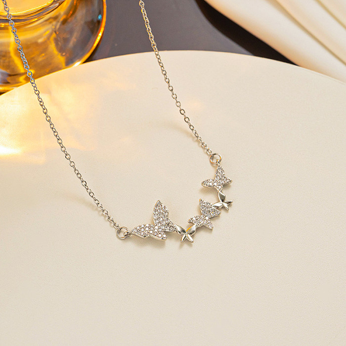 Simple Style Butterfly Stainless Steel  Plating 18K Gold Plated Necklace