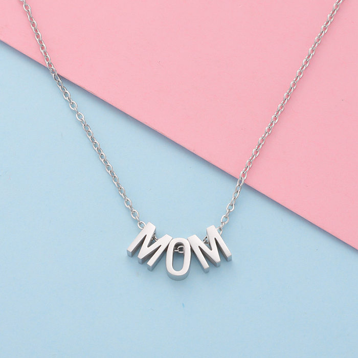 Fashion Letter MOM Stainless Steel  Plating Pendant Necklace 1 Piece