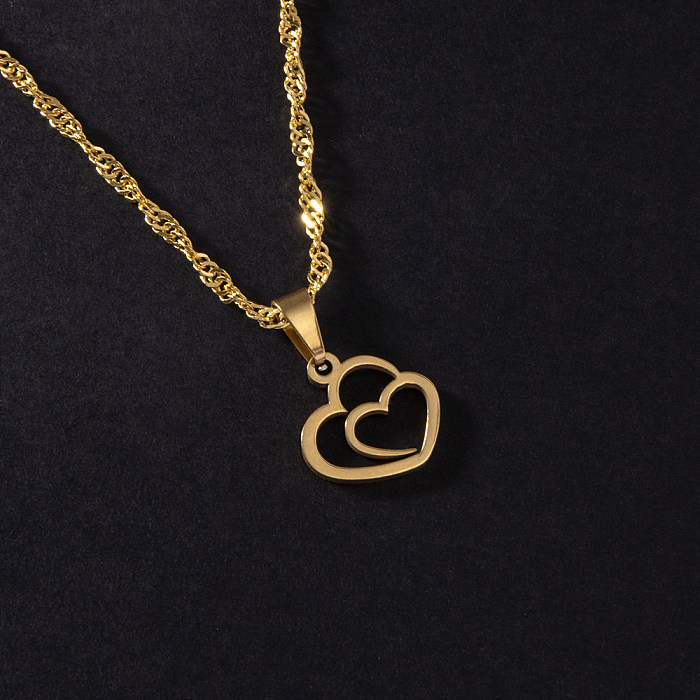 Collier avec pendentif en forme de cœur romantique en acier inoxydable, placage sans incrustation, colliers en acier inoxydable, 1 pièce