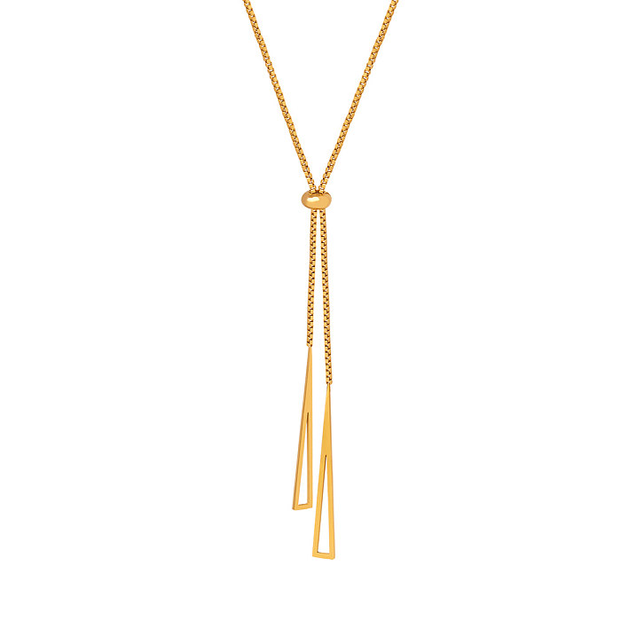 Collar con colgante chapado en oro de 18 quilates con revestimiento de acero inoxidable de color sólido y estilo simple y elegante