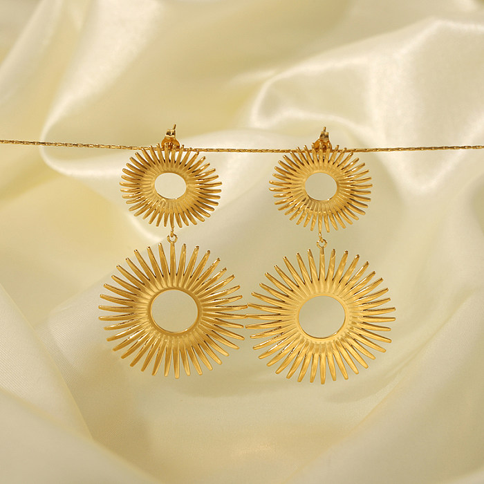 1 Pair Simple Style Classic Style Flower Plating Stainless Steel  18K Gold Plated Drop Earrings