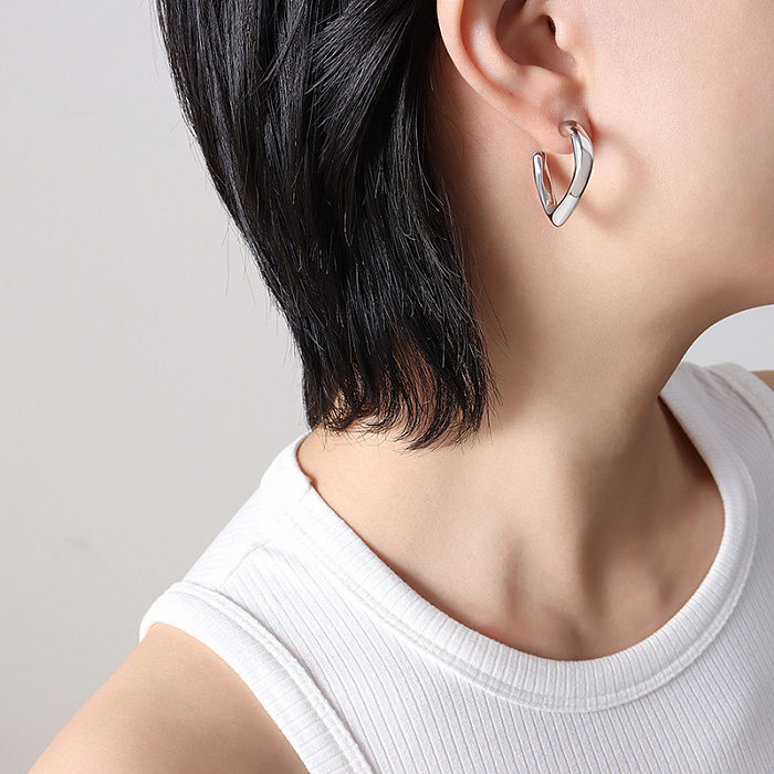 Boucles d'oreilles irrégulières en acier inoxydable, Style Simple, plaqué, 1 paire