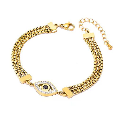 Classic Style Eye Titanium Steel Plating Inlay Artificial Gemstones Bracelets