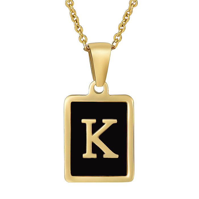 Fashion Letter Square Stainless Steel  Stainless Steel Plating Pendant Necklace 1 Piece