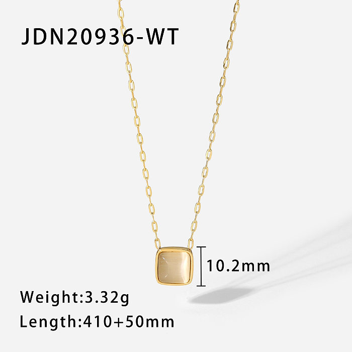 New Retro Style 14K Gold Plated Stainless Steel  Geometric Square Pendant Necklace