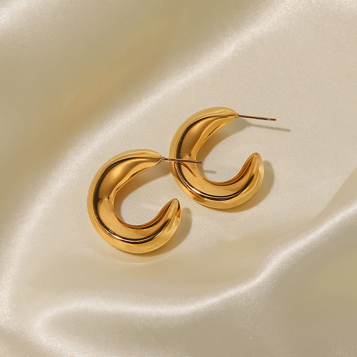 A orelha de aço inoxidável da forma simples do estilo C enche brincos de aço inoxidável chapeados ouro