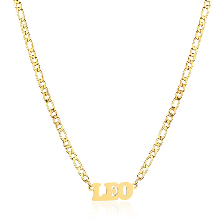Collar chapado en oro de acero inoxidable con letras de estilo simple