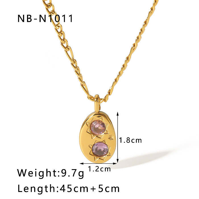 Shiny Irregular Stainless Steel  18K Gold Plated Zircon Pendant Necklace In Bulk
