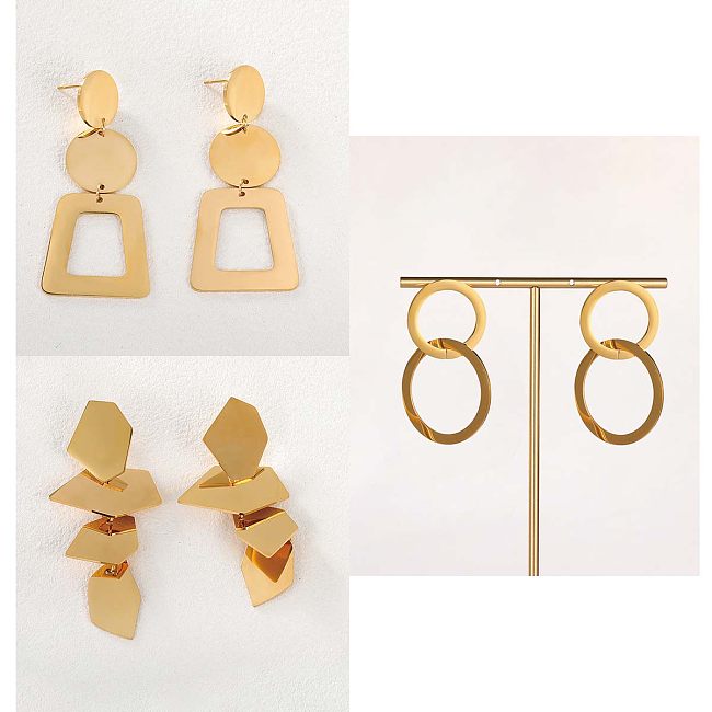 1 Pair Simple Style Geometric Stainless Steel  Plating 18K Gold Plated Drop Earrings