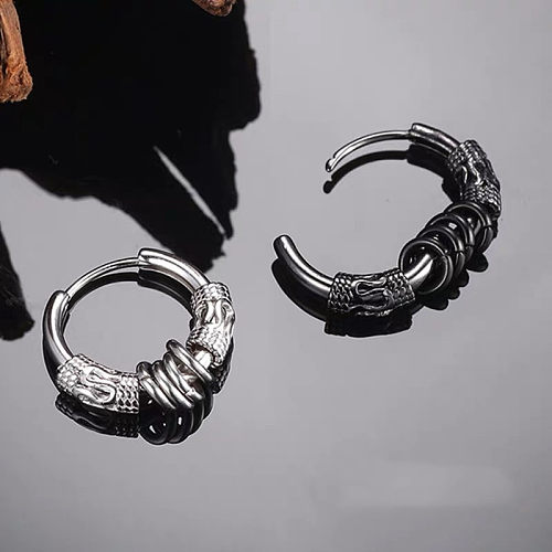 1 Stück Hip-Hop-Retro-Punk-Ohrringe aus Edelstahl mit runder Beschichtung