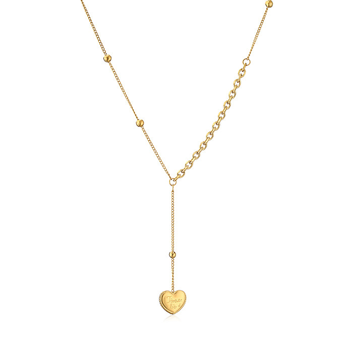 Atacado 1 peça artística mão de Fátima em formato de coração em aço inoxidável 18K colar com pingente banhado a ouro