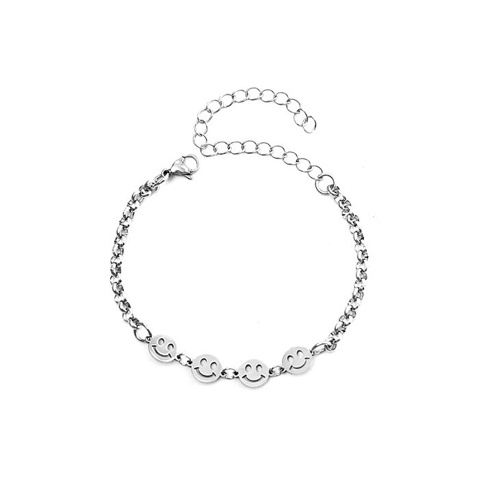 European And American New Fashion Simple Hip-hop Titanium Steel Smiley Face Bracelet Men And Women Jewelry Wholesale