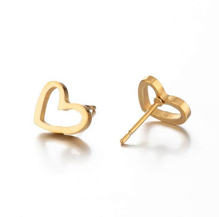 Women'S Simple Style Geometric Heart Stainless Steel  No Inlaid Ear Studs Plating Stainless Steel  Earrings