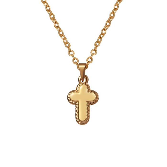 Retro Simple Style Cross Stainless Steel  Pendant Necklace