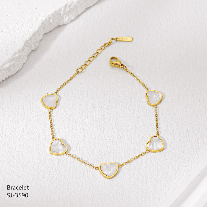 Pulseiras banhadas a prata banhadas a ouro em formato de coração casual estilo clássico