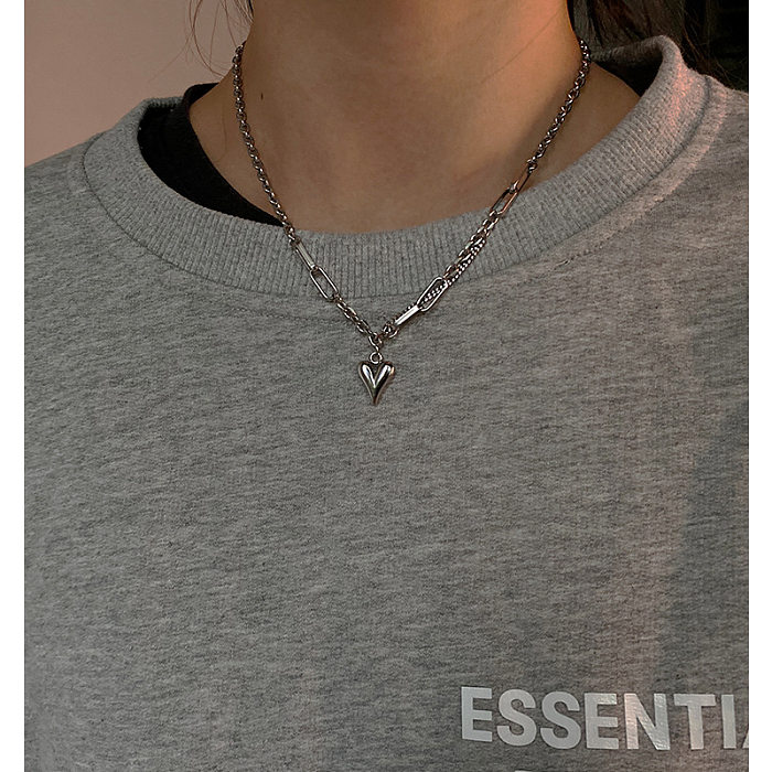 IG Style Hip-Hop Heart Shape Stainless Steel Pendant Necklace