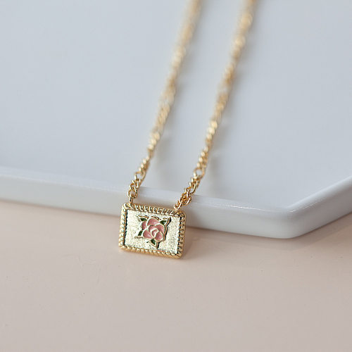 Casual Simple Style Commute Rose Stainless Steel  Plating 18K Gold Plated Pendant Necklace
