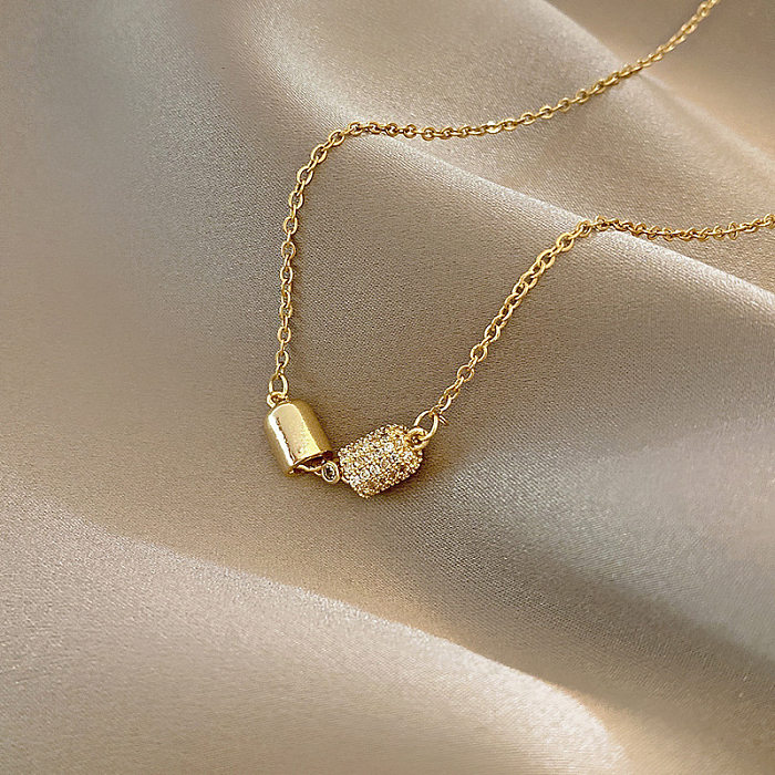 Modische herzförmige Edelstahl-Perleneinlage mit künstlichen Edelsteinen, Anhänger-Halskette, 1 Stück