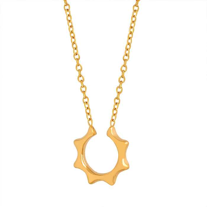 Rock Simple Style Sun Solid Color Stainless Steel Plating 18K Gold Plated Necklace