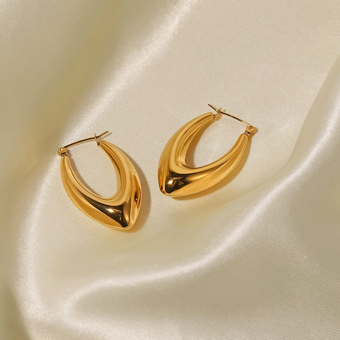 Fashion V Shape Stainless Steel  Earrings Gold Plated Stainless Steel  Earrings
