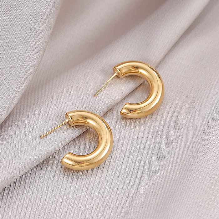 Simple Style C Shape Stainless Steel Plating Earrings 1 Pair