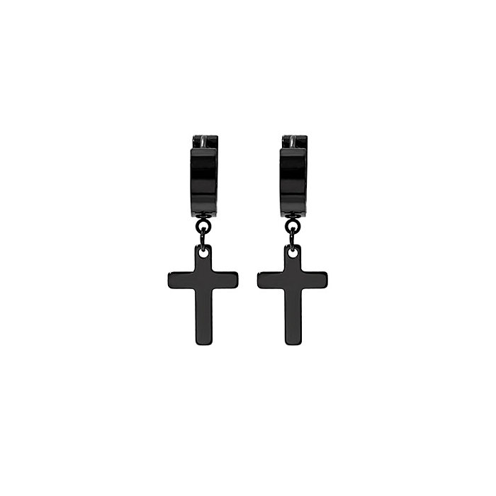 Punk Cross Solid Color Stainless Steel  Plating Drop Earrings 1 Pair