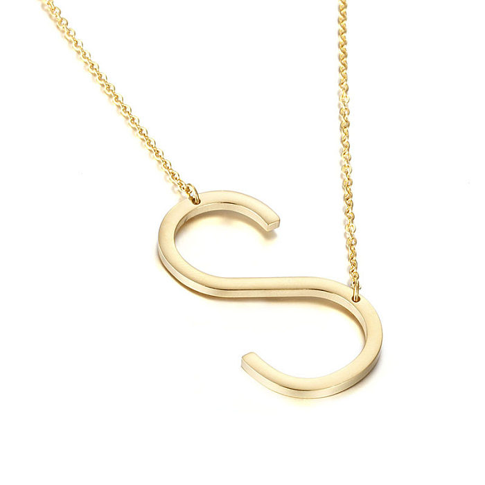 Wholesale Simple Glossy English Letters Stainless Steel Necklace jewelry