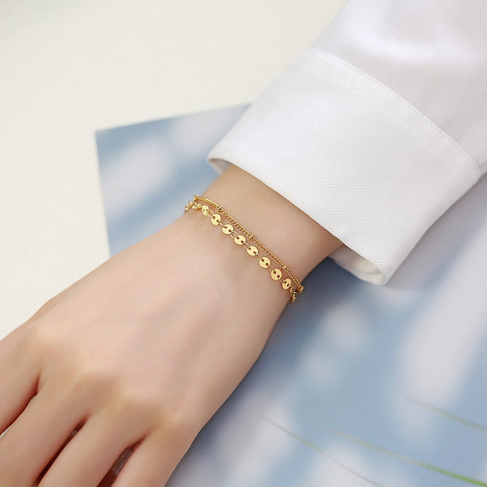 Estilo INS estilo francês formato de coração pulseiras banhadas a ouro 18K em aço inoxidável