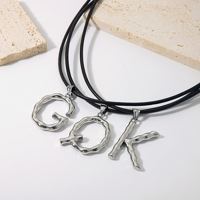 Retro Letter Stainless Steel  Stainless Steel Plating Pendant Necklace