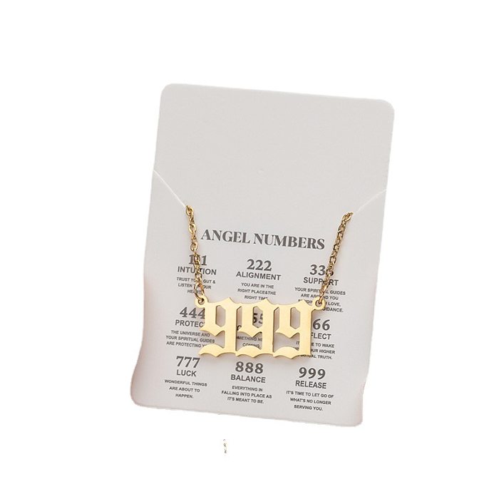 Collier pendentif plaqué acier inoxydable avec numéro de style simple