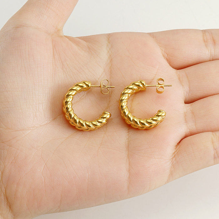 1 Pair Simple Style C Shape Stainless Steel  Plating Earrings