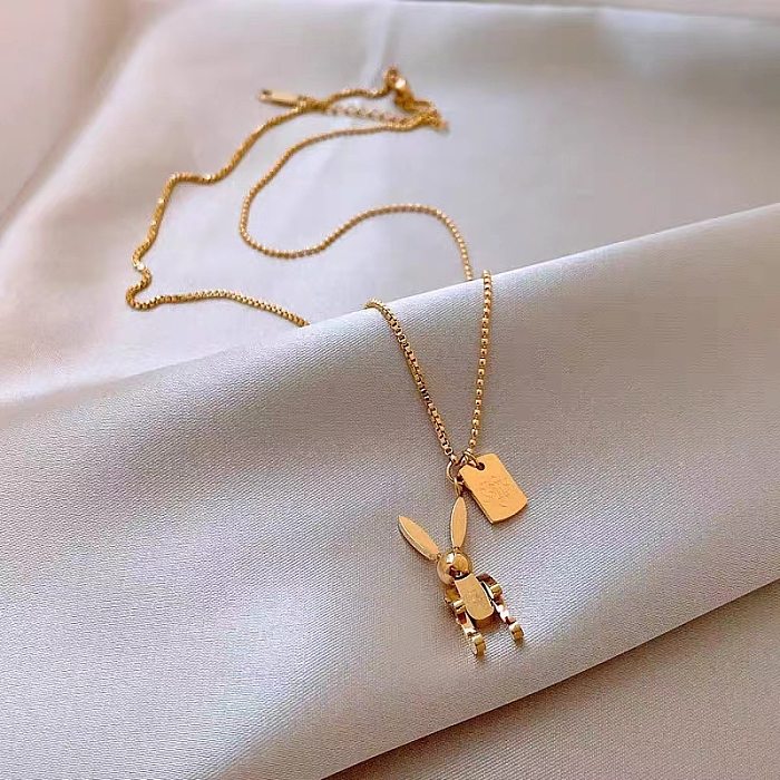 Fashion Rabbit Stainless Steel Plating Pendant Necklace