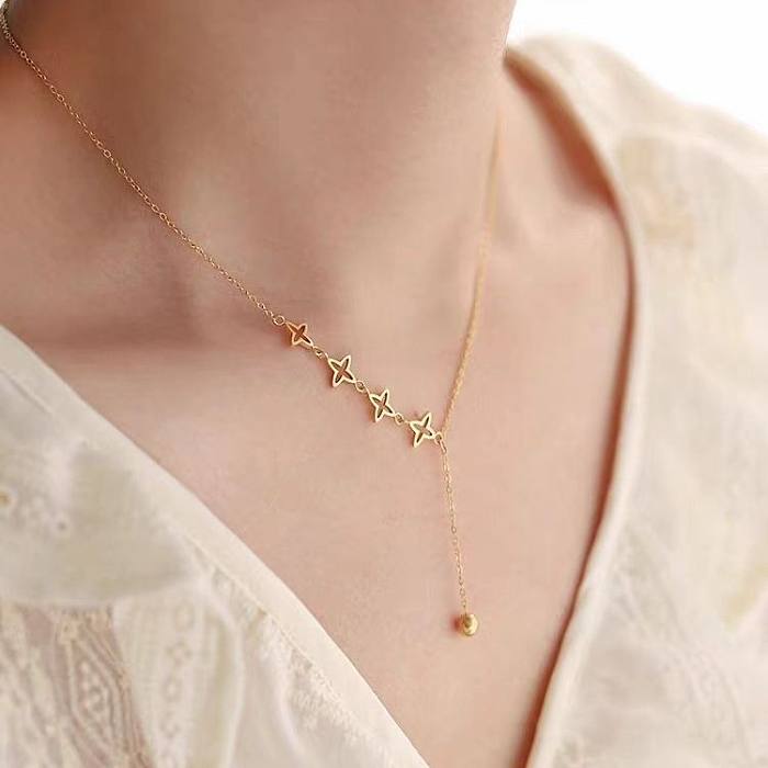 Elegant Simple Style Star Stainless Steel Plating 18K Gold Plated Necklace