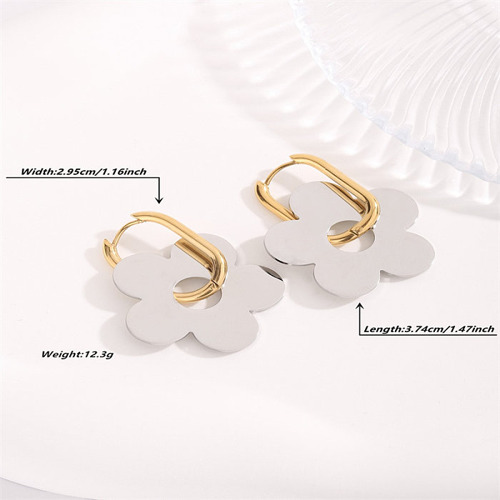 1 Pair Elegant Lady Modern Style Flower Stainless Steel Gold Plated Drop Earrings