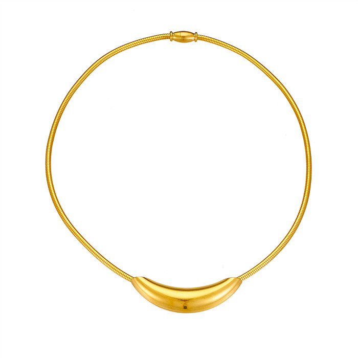 Vintage Style Solid Color Stainless Steel  Plating 18K Gold Plated Choker