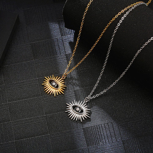 Casual Simple Style Devil'S Eye Stainless Steel Plating Hollow Out Inlay Zircon Pendant Necklace Long Necklace