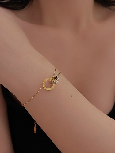 Bracelets plaqués or en Zircon avec incrustation de placage en acier titane géométrique élégant Streetwear